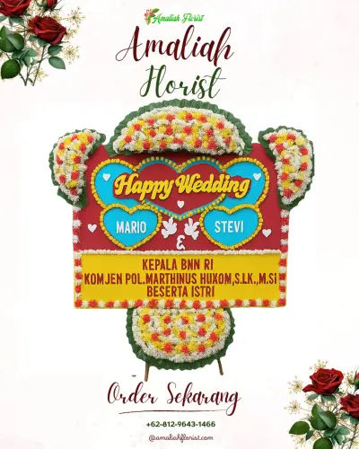 Karangan Papan Bunga Pernikahan cicendo